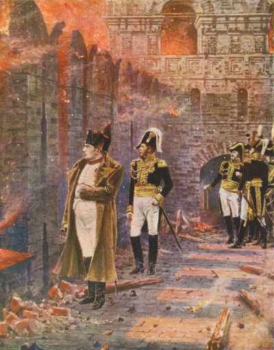 Napoleon sleduje požár Moskvy (barevná litografie) od Vasili Vasilievich Vereshchagin