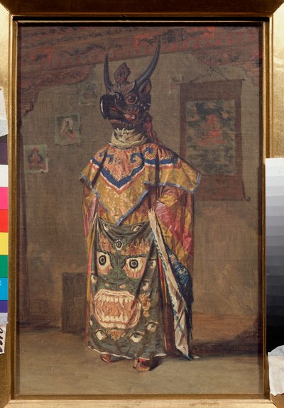 Lama na buddhistickém svátku v klášteře Rumtek v Sikkim (Indie) (Lama na buddhistickém svátku v klášteře Rumtek v Sikkim) - obraz Vasilije Vasiljeviče Vereščagina (Vassili Vereščagin) (1842-1904), olej na plátně od Vasili Vasilievich Vereshchagin