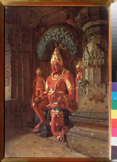 Socha Višnua v chrámu Indra - obraz Vasilije Vasiljeviče Vereščagina (Vassili Vereščagin) (1842-1904), olej na plátně od Vasili Vasilievich Vereshchagin