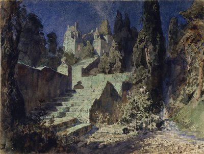 Scénický návrh k opeře Šarlatová růže N. Krotkova, 1884 od Vasilij Dmitrievich Polenov