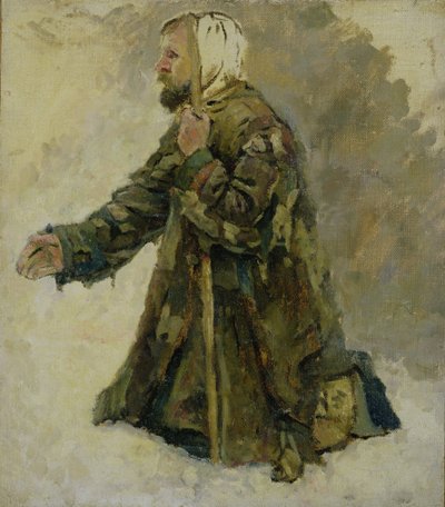 Boží blázen na kolenou od Vasilij Ivanovic Surikov