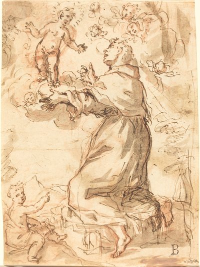 Ježíšek zjevující se svatému Františkovi od Venetian 17th Century