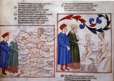Dante a Vergilius v rozhovoru s Grifolinem z Arezza a Capocchiem ze Sieny. 14. století (miniatura) od Venetian School