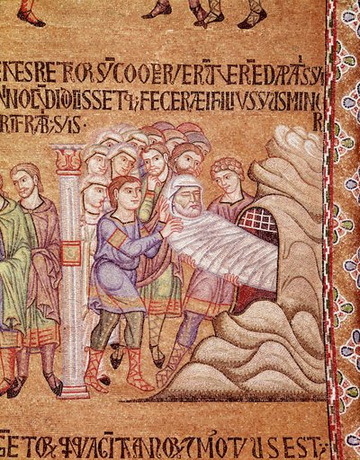 Život Noeho, smrt a pohřbení Noema (detail mozaiky od Veneto-Byzantine School