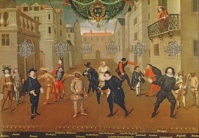 Italští a francouzští komedianti hrající ve fraškách, 1670 od Verio