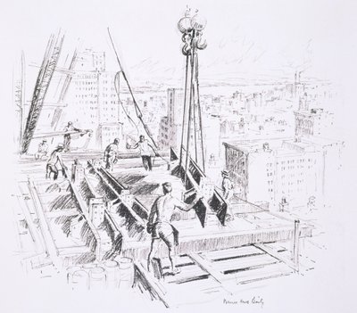 Pohyblivé trámy v 25. patře Empire State Building, vydal William Edwin Rudge od Vernon Howe Bailey