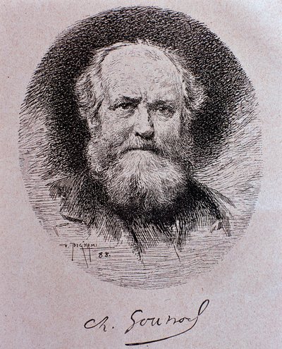 Portrét Charlese Gounoda (kresba od Vespasiano Bignami