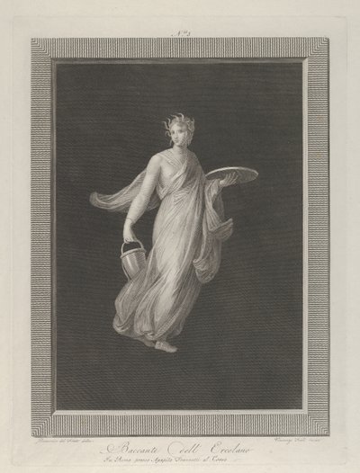 Částečně nahá bacchante držící disk ve zvednuté levé ruce a vědro v h..., ca. 1795-1820 od Vicenzo Feoli