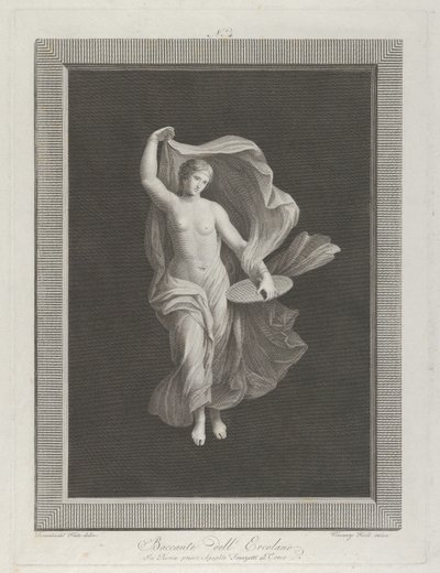 Částečně nahá bacchante držící disk v levé ruce a zvedající její oděvy..., ca. 1795-1820 od Vicenzo Feoli
