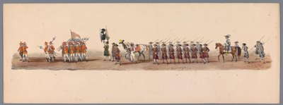 Historický průvod u druhého stého výročí Utrechtské univerzity aplikovaných věd, 1836 (deska 3) Přiblížení nizozemských armád k Ostende, 3. července 1600, den po vítězství u Nieuwpoortu; podle krojovaného znázornění udávaného H H Studentem od Victor Adam