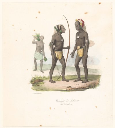 Oblečení obyvatel Vanikoro Costumes des habitans de Vanikoro (název na objektu) Cesta za objevem astrolábu (název série) Voyage de découvertes de l