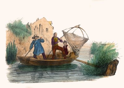 La Peche. v „“ Album Grotesque, Choices of Outstanding Types“, ilustrace Victor Adam, Paříž, kolem roku 1850. od Victor Adam