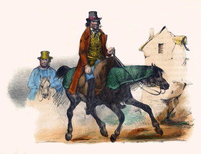 Obchodník s hovězím klusem počítá svůj zisk. V "Album Grotesque, Choices of Outstanding Types", ilustrace Victor Adam, Paříž, kolem roku 1850. od Victor Adam