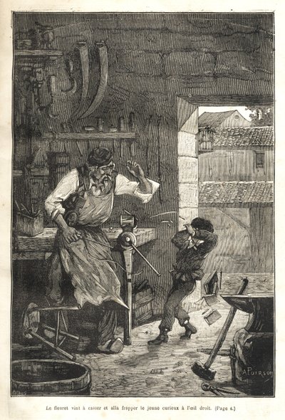 Biographie populaire illustrée de Gambetta - Fólie se zlomila a zasáhla mladého diváka do oka od Victor Armand Poirson