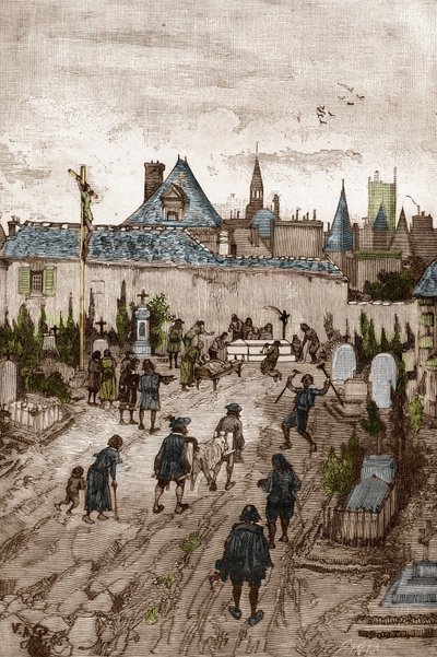 Jansenist Convulsionary (nebo Saint Medard) (Díla křečí) v 18. století: „“ nemocní a nemohoucí jdou na hřbitov Saint-Medard (kde je hrob jáhna Francoise Paris), aby byli zázračně gueris“ (Convulsionnaire praktiky ( Convulsionna od Victor Armand Poirson