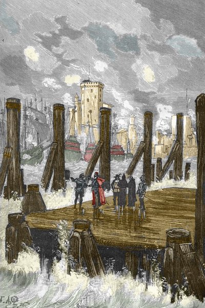 Siege de la Rochelle (1627-1628): „“ Kardinál z Richelieu (1585-1642) na přehradě La Rochelle, během obléhání města, místo d