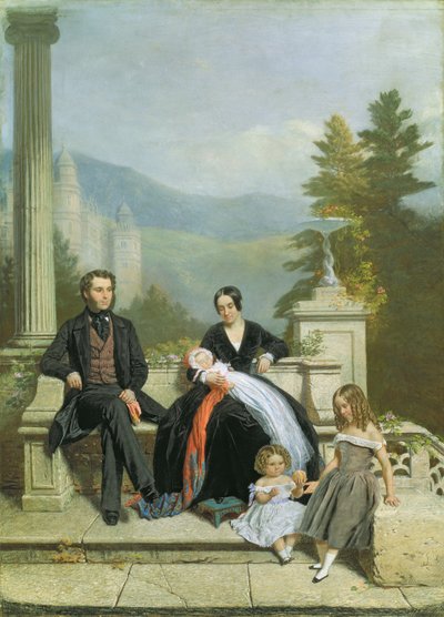 Henry Granville Fitzalan Howard s Minnou Lyons a jeho třemi staršími dětmi, 1845 od Victor Dartiguenave