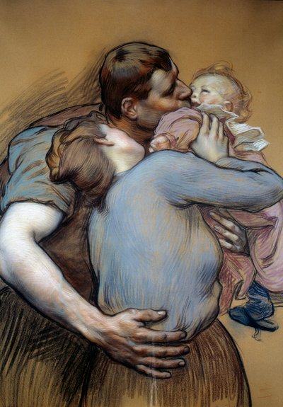 Rodina. Kresba Victor Prove (1856-1943) od Victor Emile Prouve