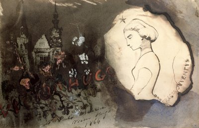 Fracta Juventus, 1864 (pero, inkoust a kvaš na papíře) od Victor Hugo
