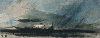 Město za soumraku (pero a inkoust a wc na papíře) od Victor Hugo