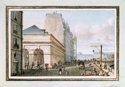 Pohled na nový drůbeží trh, který se nachází na Quai des Augustins poblíž Pont-Neuf, Paříž, c. 1810 (akvarel) od Victor Jean Nicolle