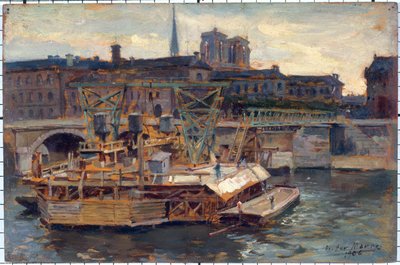 Práce na trase metra přes most Notre-Dame od Victor Marec