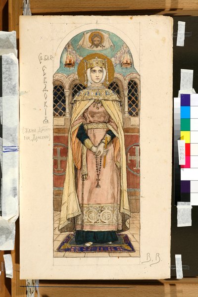 Portrét Eudoxie Dimitrievny ze Suzdalu (zemřela kolem roku 1407) (studie pro fresku v katedrále sv. Vladimíra v Kyjevě) - dílo Viktora Michajloviče Vasněcova (1848-1926) od Victor Mikhailovich Vasnetsov