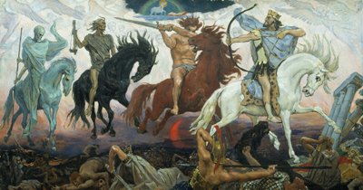 Čtyři jezdci z Apokalypsy, 1887 od Victor Mikhailovich Vasnetsov