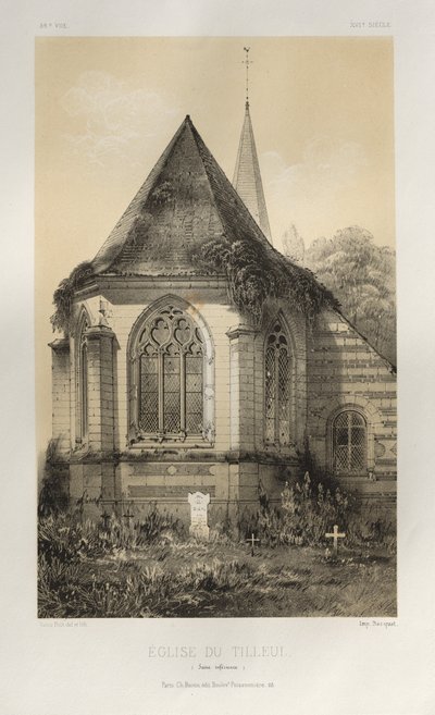 Malebná architektura aneb památky 15. století. A XVI. Století: Francouzské zámky z 15. a 16. století: Pl. 56, kostel Du Tilleul (Dolní Seina) od Victor Petit