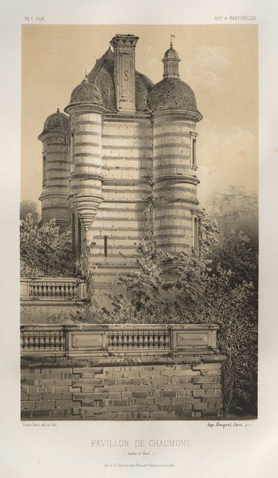 Malebná architektura aneb památky 15. století. A XVI. Století: Francouzské zámky XV a XVI Století: Pl. 76, Pavillon De Chaumont (Saône et Loire) od Victor Petit
