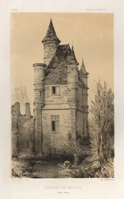 Malebná architektura aneb památky 15. století. A XVI. Století: Chateaux De France XV a XVI Století: Pl.11, Chateau De Maulny (Haute-Marne) od Victor Petit