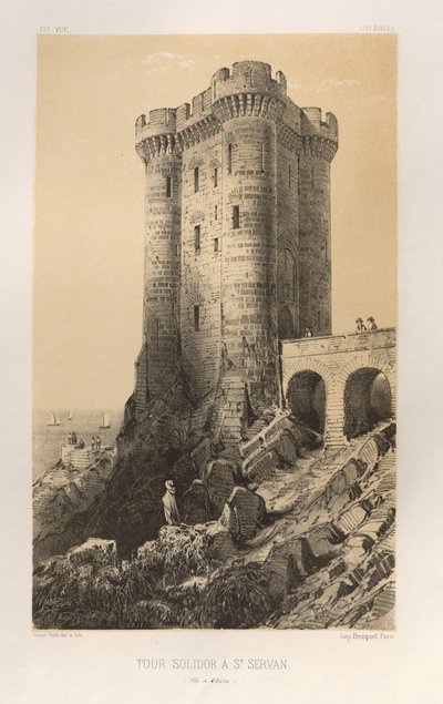 Malebná architektura aneb památky 15. století. A XVI. Století: Chateaux De France XV a XVI Století: Pl.13, Věž Solidor v St. Servan (Ille-et-Vilaine) od Victor Petit