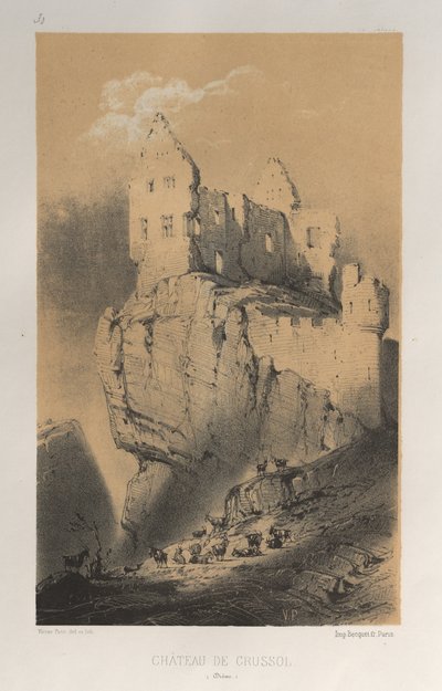 Malebná architektura aneb památky 15. století. A XVI. Století: Chateaux De France XV a XVI Století: Pl. 30, Chateau De Crussol (Drome) od Victor Petit