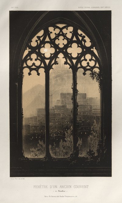 ...pl. 54, Okno starého kláštera v Barceloně, 1860. od Victor Petit
