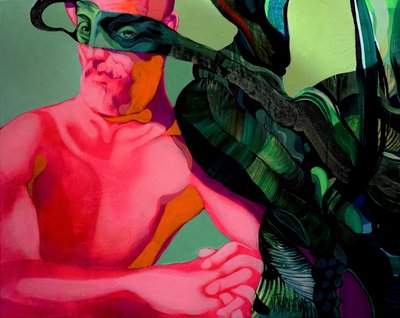 Surrealistický muž v zelené masce od Victor Tkachenko