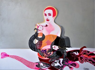 Surrealistická scéna s ženou u moře od Victor Tkachenko