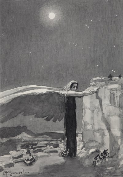 Ilustrace k básni Démon od Michaila Lermontova, 1913-1914 od Viktor Dmitrievich Zamiraylo