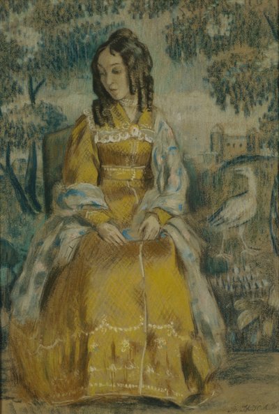 Lady by Tapiserie. Portrét Nadezhdy Stanyukovich, 1903 od Viktor Elpidiforovich Borisov Musatov