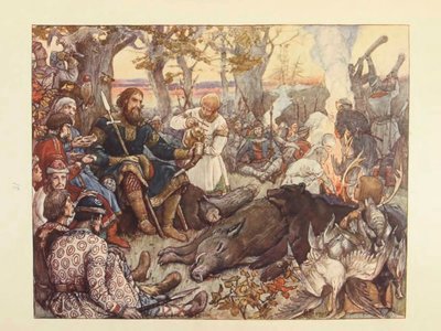 Zbytek velkoknížete Vladimíra II Monomacha na lovu. Imperiální hon v Rusku od N. Kutepova, od Viktor Mikhaylovich Vasnetsov