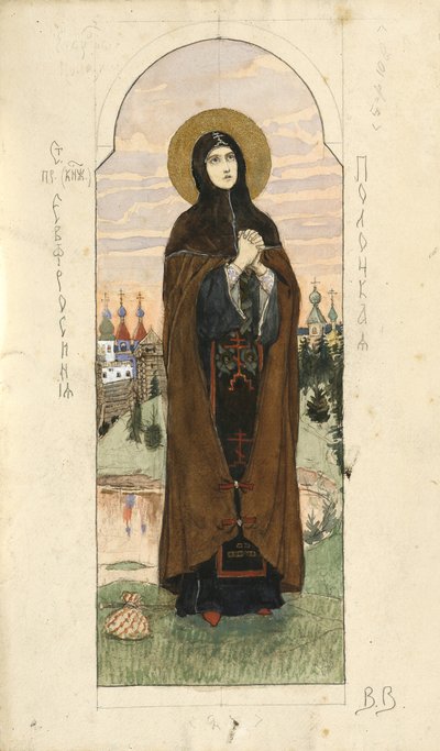 Svatá Euphrosyne z Polatsku Studium fresek v katedrále svatého Vladimíra v Kyjevě, 1884-1889 od Viktor Mikhaylovich Vasnetsov