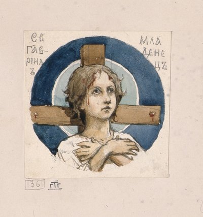 Svatý Gavriil z Belostoku Studium fresek v katedrále svatého Vladimíra v Kyjevě, 1884-1889 od Viktor Mikhaylovich Vasnetsov