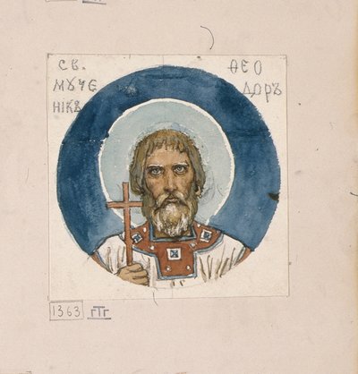Studie svatého Theodora Varjažského pro fresky v katedrále svatého Vladimíra v Kyjevě, 1884-1889 od Viktor Mikhaylovich Vasnetsov