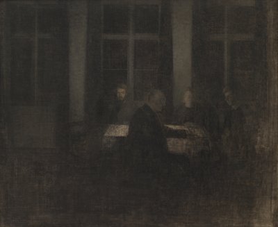 Večer v salonu od Vilhelm Hammershøi