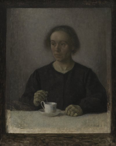 Ida Hammershøi, Umělcova žena, s šálkem čaje od Vilhelm Hammershøi