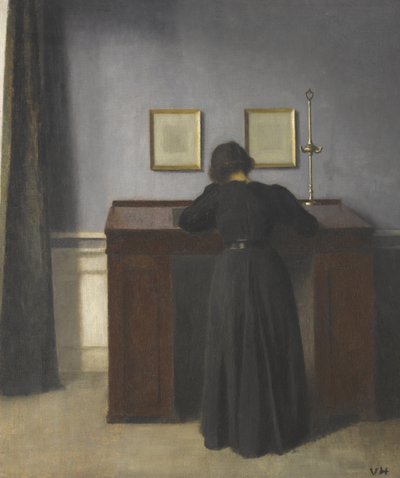 Ida stojící u stolu od Vilhelm Hammershøi