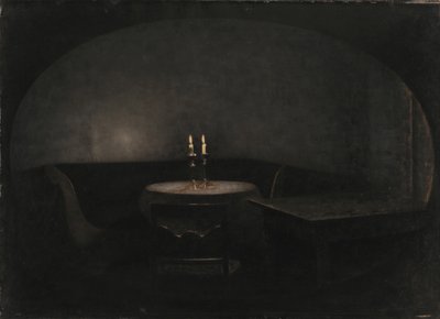 Interiér. Umělé osvětlení interiéru. Umělé světlo, 1909. od Vilhelm Hammershøi