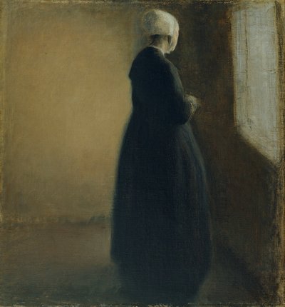 Stará žena stojící u okna od Vilhelm Hammershøi