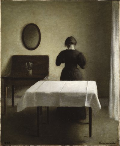 Interieur - Interiér, od Hammershoi, Vilhelm (1864-1916). Olej na plátně od Vilhelm Hammershoi