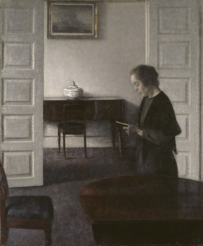 Interiér s Lady Reading, cca 1900 (olej na plátně) od Vilhelm Hammershoi