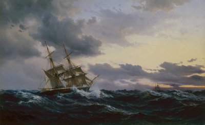 Plachetnice v rozbouřeném moři od Vilhelm Melbye
